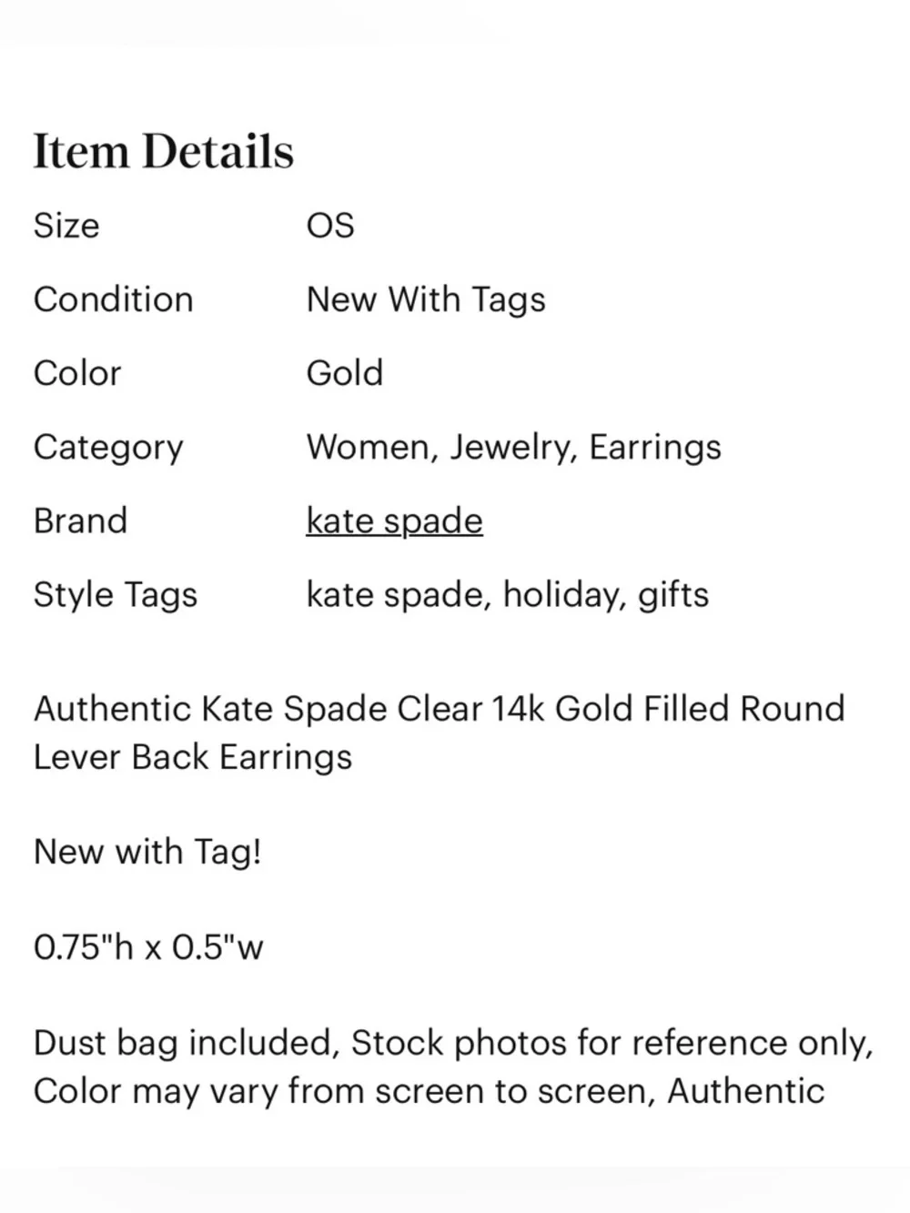 kate spade white crystal and gold hook earrings - Picture 6 of 6